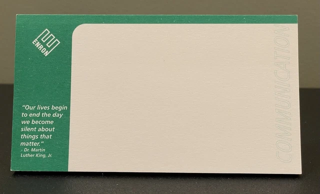 RARE Enron "Communication" Note Pad w/Dr. Martin Luther King Quote - NEW!! RARE Enron "Communication" Note Pad w/Dr. Martin Luther King Quote - NEW!!