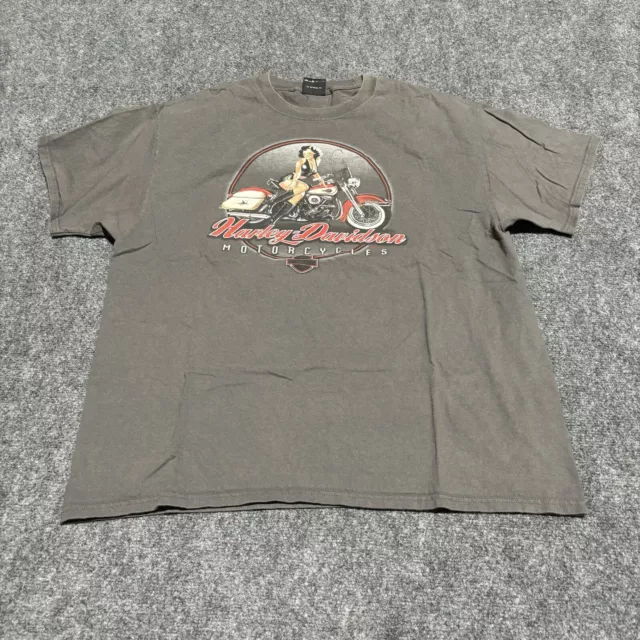 Harley-Davidson Shirt Men's Extra Large Gray Biker Short Sleeve Cotton Pin-Up