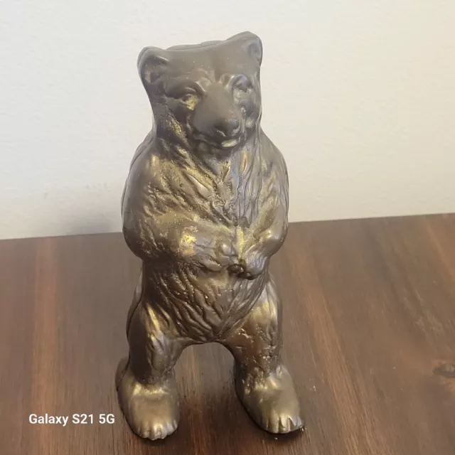Vtg Cast Brass Grizzly BEAR BANK