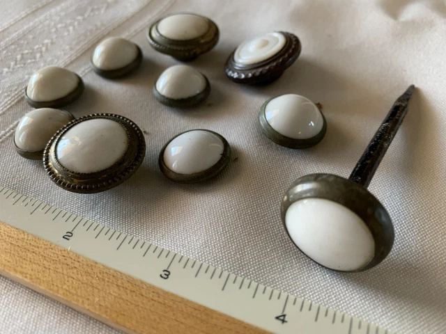 Lot of Antique Victorian White Dome Sulfide Hang Nail Tops 5