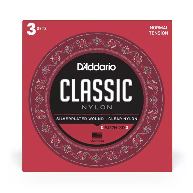 Daddario Guitar Strings - Classic Nylon Guitar Strings - Ej27N Classical Guitar