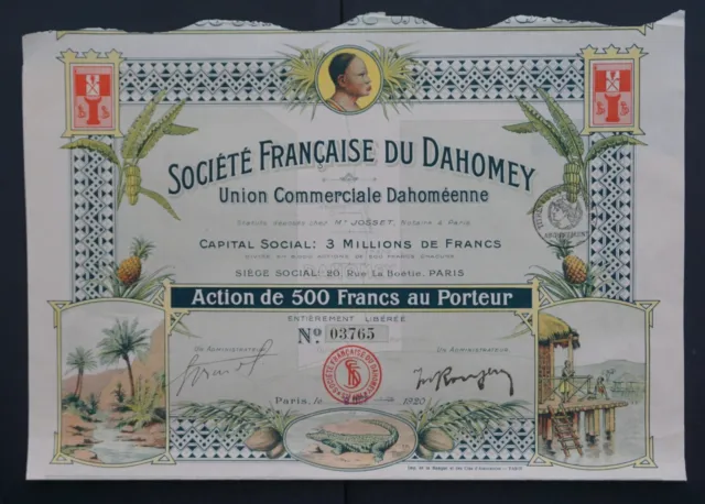 Benin / Dahomey - Société Francaise du Dahomay - 1920 - share -TOP DECO-