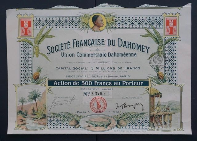 Benin / Dahomey - Société Francaise du Dahomay - 1920 - share -TOP DECO-