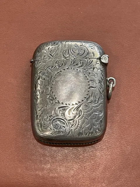 Antique Birmingham Sterling Silver Match Safe / Vesta Case JG Joseph Gloster