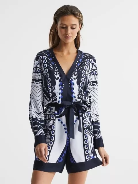 REISS NAVY BLUE Latino Bird Floral Rainforest Playsuit Size UK 6 195.00 45.00 PicClick UK