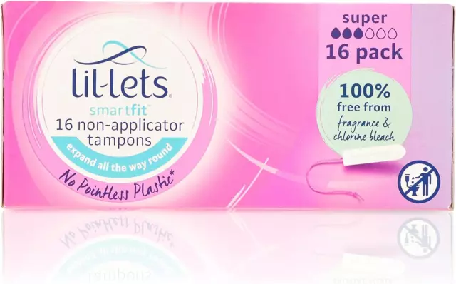 Lil-Lets Smartfit 16 Non-Applicator Tampons Super,16 Count (Pack of 1)