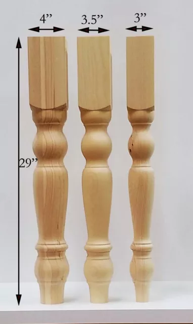 Farmhouse Dining Table Legs- Wood Legs. set of 4 hand made wood turning legs
