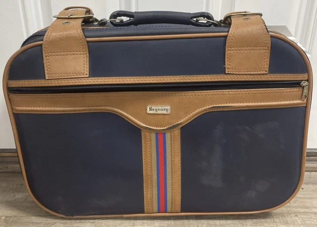 Vintage Luggage Train Case Medium Vintage Regency Luggage Travel Case Navy