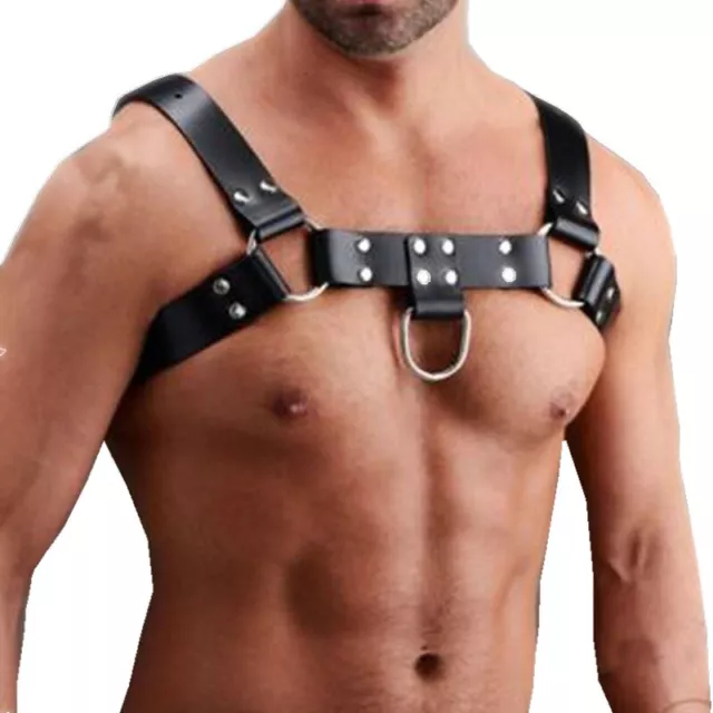 Men Punk Leather Bondage Body Chest Harness Strap Belt Brace Costumes Gay Buckle