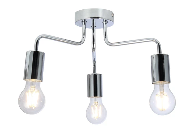 3 Way Ceiling Light Fitting Vintage Retro Dimmable Semi Flush Mount Kitchen Lamp