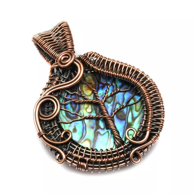 Beautiful Abalone Shell Gemstone Copper Wire Pendant Jewelry Gift CCP 098