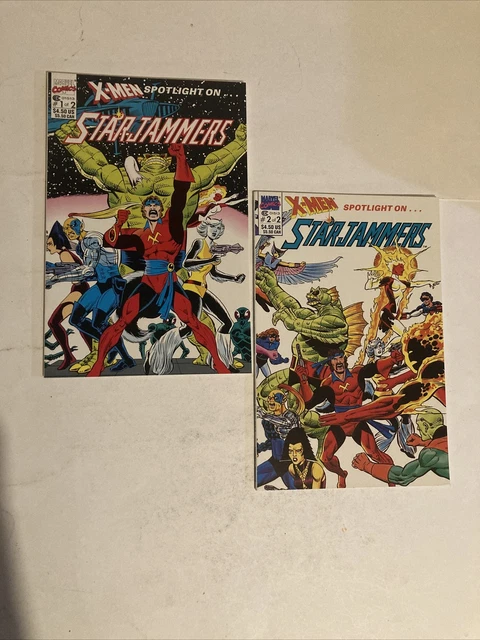 X-MEN SPOTLIGHT ON STARJAMMERS # 1 & # 2 Marvel Comic Books G/VG 1990 Copper Age 14