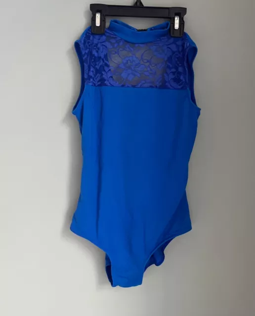 HDW DANCE Lace Turtle Neck Ballet Leotard, Women's Small SA, Royal Blue