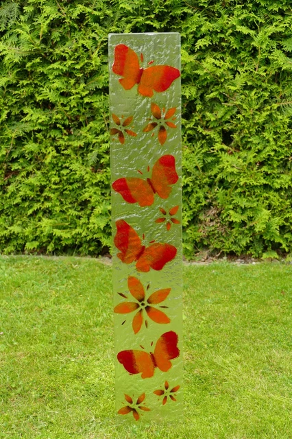 Gartenstecker Sonnenfänger Aus Edelstahl & Fluoreszierendem Acrylglas – Ca. 1,30 M Hoch, Leuchtet Bei Tageslicht, Für Garten & Terrasse