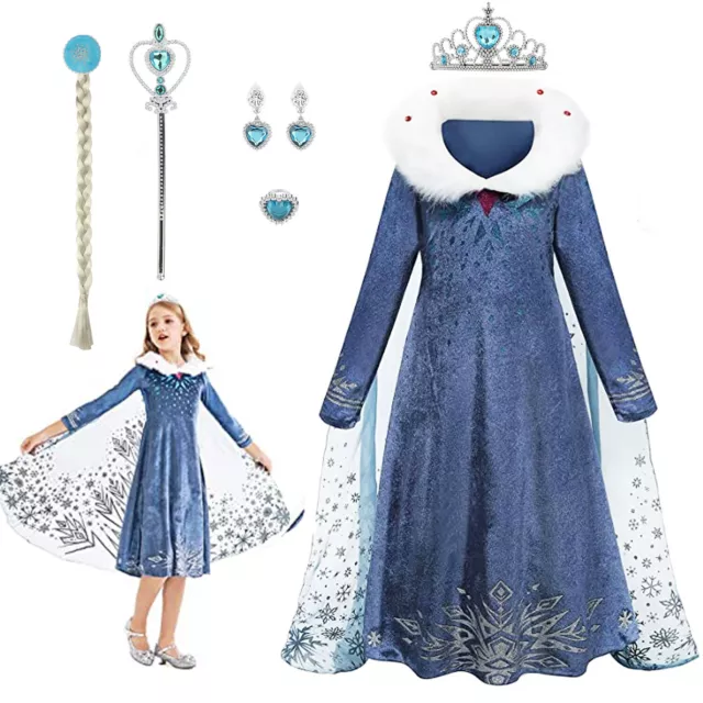 Girls Baby Fancy Dress Elsa Costume Princess Kids Cosplay Outfits Christmas UK