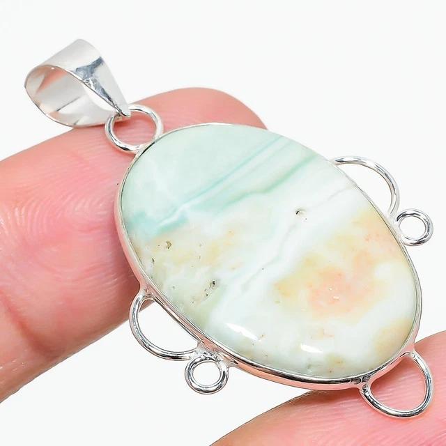 Imperial Jasper Gemstone 925 Sterling Silver Jewelry Pendant 1.85"