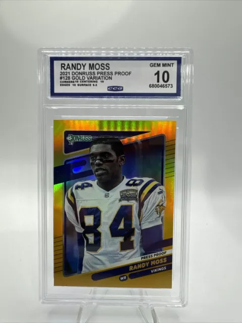 Randy Moss 2021 Panini Donruss Press Proof Premium No Helmet 1St Graded 10 Card