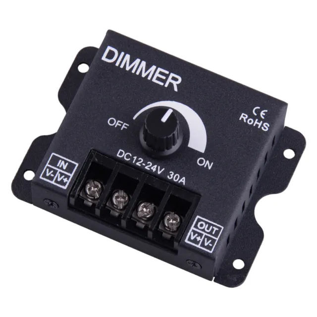 LED Light Stepless Dimmer Switch Knob Controller Single Color DC12V/24V 360/720W