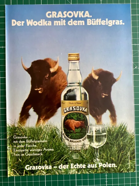 Grasovka Wodka Polen Vodka Original 1987 Vintage Werbung Reklame advert