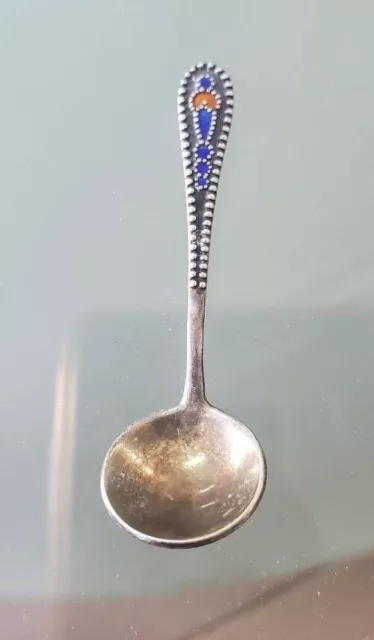 Vintage Russian Soviet Solid Silver 875 Enamel Tea Coffee Spoon*