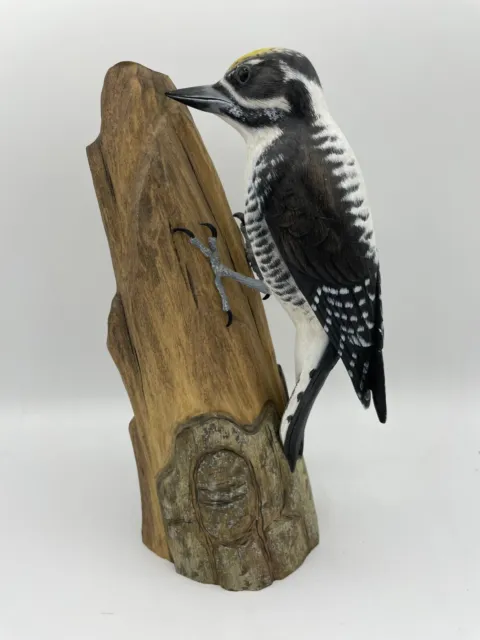 Three-toed Woodpecker Original Wood Carving