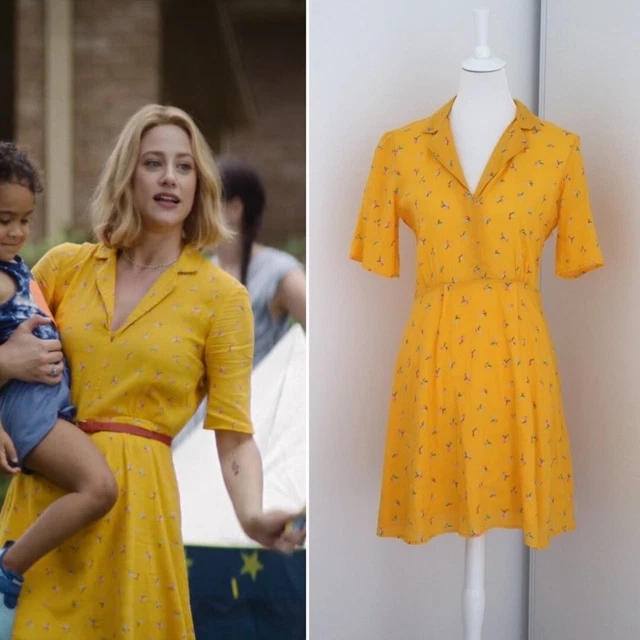 Robe Cocktail Camilla And Marc Style Kristen Stewart - Taille XS, Bleue Rayée, Sans Manches, Occasion Très Bon état