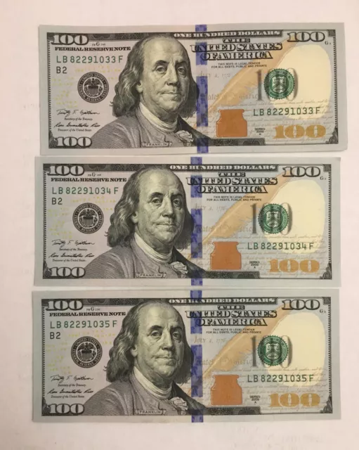 3 Consecutive Series 2009 A  100 Dollar Bills **Mint Condition***hard To Find