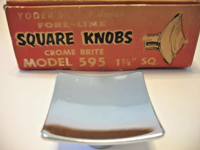 Vintage Nos Square Chrome Drawer Knobs 1-7/8" Concave Cabinet Door Pulls Yoder's