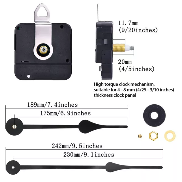 High Torque Quartz Controlled Clock Movement Motor Mechanism Long Hands Kit