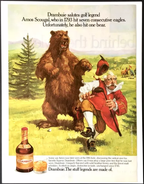 1991 Drambuie Liqueur Golf Legend Amos Scougal vintage Print Ad Advertisement
