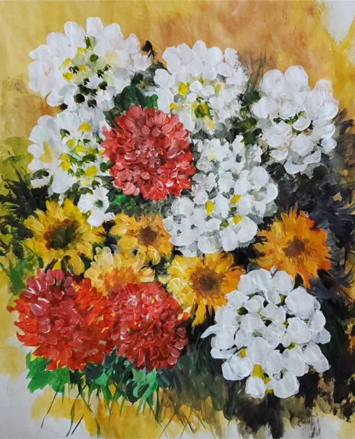 ANDRE DLUHOS Flowers Still Life Garden Floral Original Art Acrylic Painting