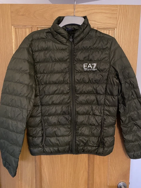 Emporio Armani EA7 Khaki Green Core Down Puffer Jacket Size Medium