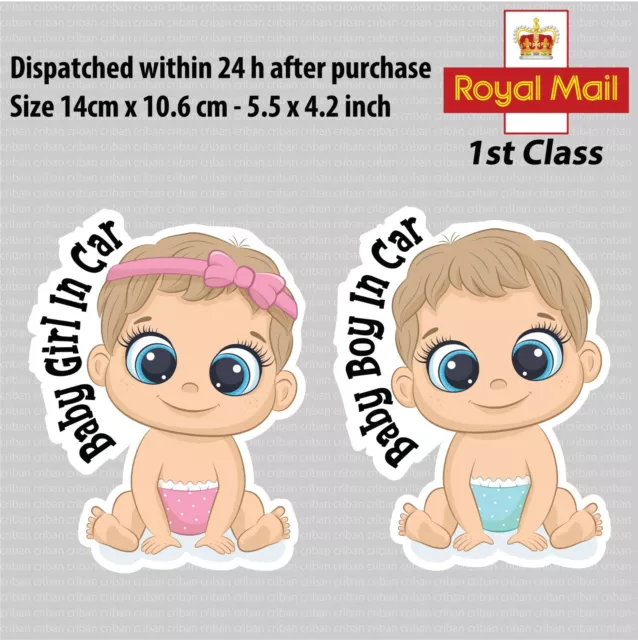 Baby On Board Cute Child Boy Girl Sticker Decal Car Window Bumper