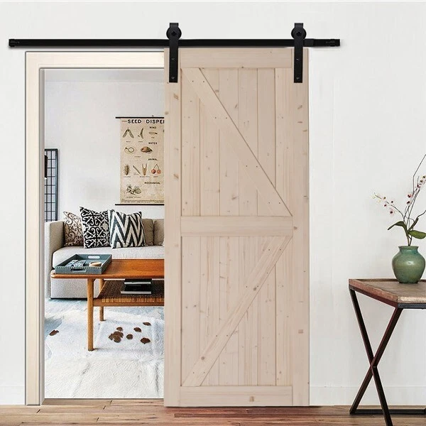 6.6 FT Sliding Barn Door Hardware Kit Slide Smoothly Quietly,Easy Install with S