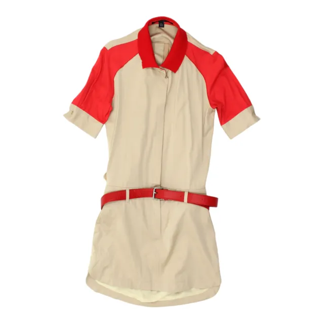 Tommy Hilfiger Womens Beige Red Short Sleeve Shirt Dress | Vintage Designer VTG