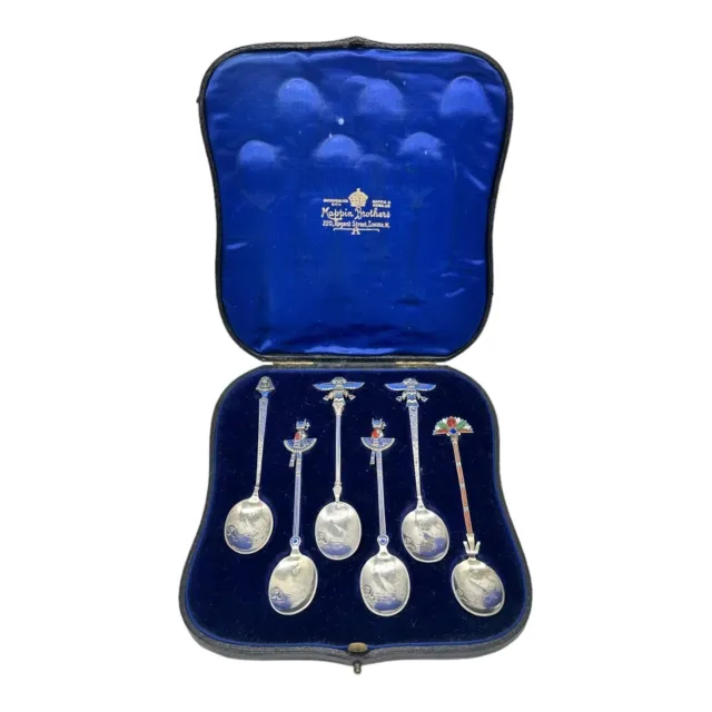 Top Rare Complete Cased Mappin & Webb Victorian Era Egyptian Revivial Spoons