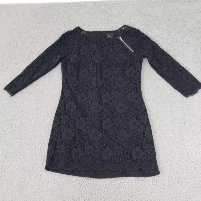 Armani Exchange Dress Womens 12 Black Floral Long Sleeve Designer Midi