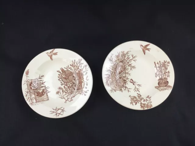 Lot de 2 assiettes creuses à soupe terre de fer sépia