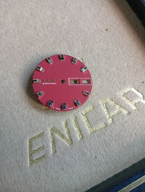 Cadran De Montre Enicar Couleur Aubergine - Pour Calibre Automatique 2658, Neuf !