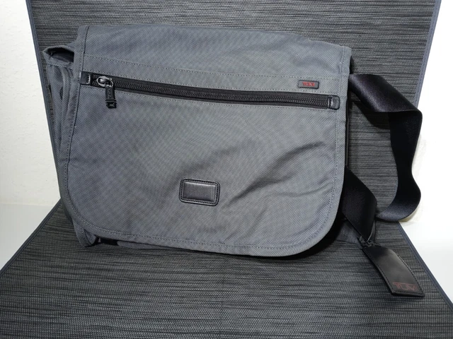 TUMI Alpha Gray Flap Laptop Expandable Briefcase Messenger Bag Ballistic Nylon