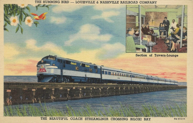 Vintage HUMMING BIRD LOUISVILLE & NASHVILLE RAILROAD LINEN POSTCARD P1D Vintage HUMMING BIRD LOUISVILLE & NASHVILLE RAILROAD LINEN POSTCARD P1D
