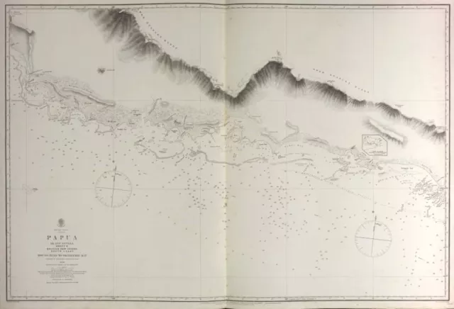 Papua/British New Guinea South Coast Orangerie Bay. Admiralty sea chart 1880 map