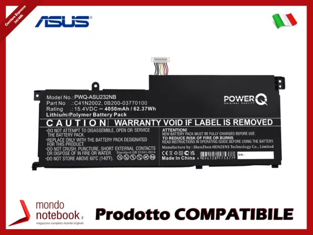 Batterie PowerQ pour ASUS UX535LH UX535LI 15.4V 4050mAh 0B200-03770100 C41N2002