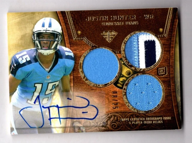 2013 Triple Threads Gold #119 Justin Hunter JSY Autograph 8/25 Titans A32 096