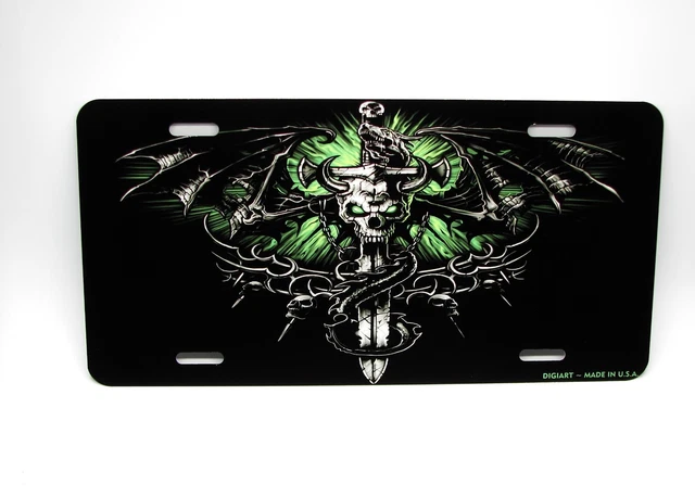 Skull Dragon Metal Car License Plate Auto Tag