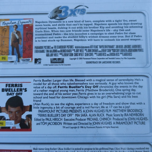 3 MOVIE DVD Bundle Napoleon Dynamite Ferris Bueller's Day Off Meet the ...