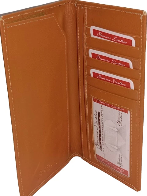 Men's Leather Long Wallet Bifold ID Card Holder Purse Checkbook Clutch Billfold