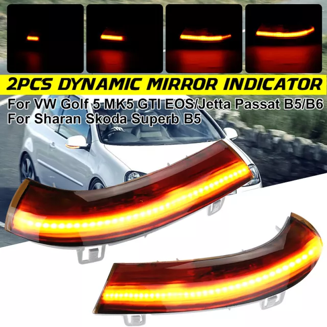 Pour Passat B6 VW Golf 5 Jetta MK5 Dynamique LED Clignotant Rétroviseur Latéral