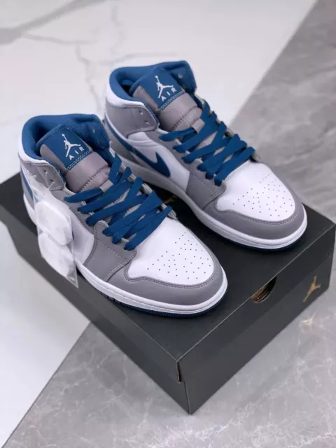 Air-Jordan 1 MID Gym Grau blau Sneaker Freizeitschuhe Neu Eu 38-45