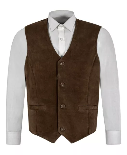 Hommes de Luxe Daim Gilet 100% Peau Mouton Fête Mode Mariage Vêtement Vestcoat